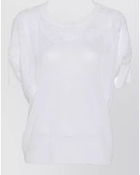 ERMANNO FIRENZE - Knit Top Round Neck Short Sleeves Embroidery - Lyst