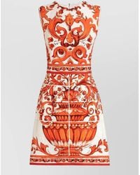 Dolce & Gabbana - Majolica Print Sleeveless A Line Mini Dress - Lyst