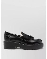 Miu Miu - Leather Loafers Round Toe Tassel Chunky Sole - Lyst