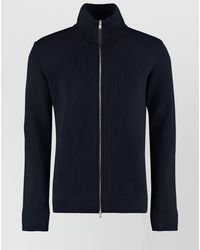 Maison Margiela - Cotton Wool Ribbed Zip-Up High-Neck Cardigan - Lyst