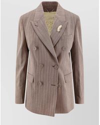 Golden Goose - Virgin Wool Herringbone Double-Breasted Blazer - Lyst