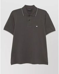 Emporio Armani - Cotton Polo Shirt Logo Detail Collar - Lyst