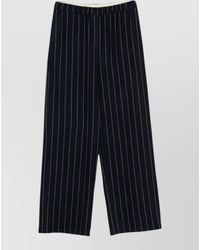 Alysi - Wool Lounge Trousers Striped Wide Leg - Lyst