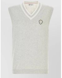 Brunello Cucinelli - Cotton Vest Ribbed Hem Sleeveless V Neck - Lyst
