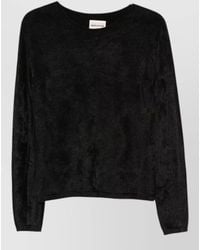 Semicouture - Textured Scoop Neck Long Sleeve Sweater - Lyst