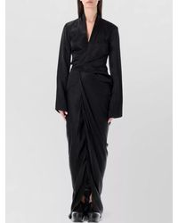 Rick Owens - Cupro Draped Wrap Maxi Dress - Lyst