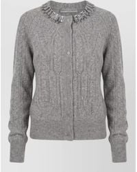 Ermanno Scervino - Cashmere Cardigan Cable Knit Decorative Neckline - Lyst