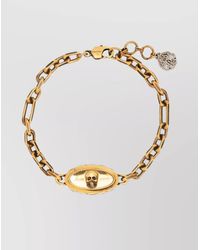 McQueen - Cuban Link Chain Bracelet With Skull Detail - Lyst
