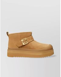 Tory Burch - Leather Shearling Platform Ankle Boots - Lyst