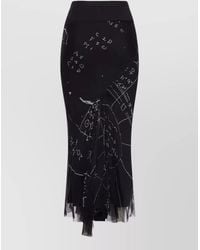 Rick Owens - Silk Printed Ribbed-Waist Calf-Length Asymmetric Skirt - Lyst