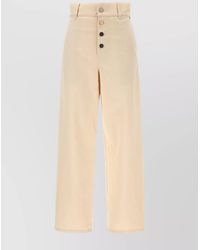 Moschino - Ankle-Length Cotton Gabardine Trousers With High Waist - Lyst
