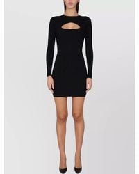 DSquared² - Cut Out Ribbed Texture Dress With Long Sleeves - Lyst