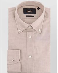 BOSS - Tailored Cotton Shirt Buttoned Collar - Lyst