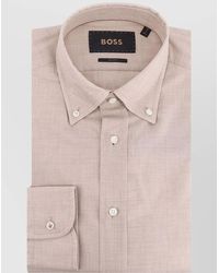 BOSS - Tailored Cotton Shirt Buttoned Collar - Lyst