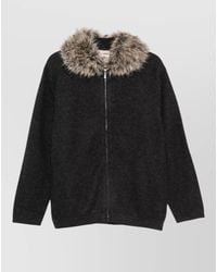 Semicouture - Arabella Wool Cardigan Long Sleeves Collar - Lyst