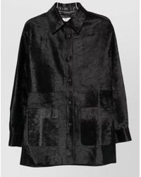 Alysi - Textured Leather Single-Breasted Coat - Lyst