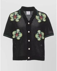 CASABLANCA - Perforated Cotton Shirt Glitch Orchid Embroidery - Lyst