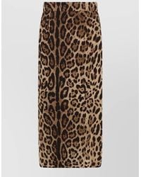 Dolce & Gabbana - Viscose High-Rise Animal-Print Midi Straight Skirt - Lyst
