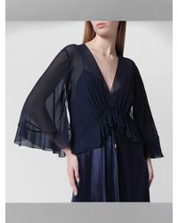 Alberta Ferretti - Dress Drawstring Waist Flared Sleeves Ruffles - Lyst