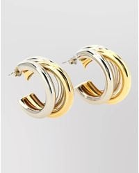 Rabanne - Dual Tone Polished Triple Hoop Earrings - Lyst