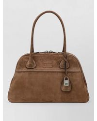 Miu Miu - Shoulder Bag Padlock Charm Suede Top Handles - Lyst