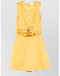 Elisabetta Franchi - Satin Gathered Sleeveless Mini Dress - Lyst