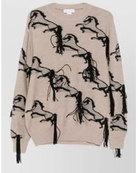 Stella McCartney - Virgin Wool Ribbed Crew Neck Embroidered Jumper - Lyst