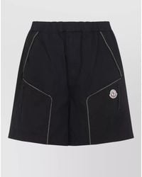 Moncler - Cotton Bermuda Shorts Straight Hem Zigzag Stitching - Lyst