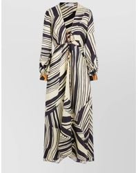 Raquel Diniz - Maxi Dress Abstract Pattern Long Sleeves Tie - Lyst