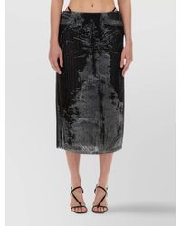 DIESEL - High Waist Elastic Waistband Midi Skirt - Lyst