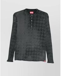 DIESEL - Houndstooth Pattern Long Sleeve Ribbed Knit Top - Lyst