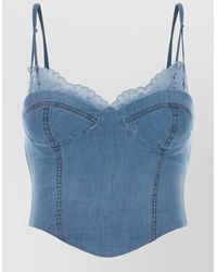 Ermanno Scervino - Denim Bodice Top Spaghetti Straps Lace - Lyst