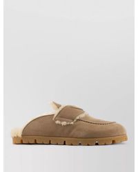 Prada - Round Toe Mules Slippers Rubber Sole Stitching - Lyst
