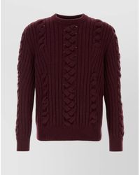 McQueen - Cable Knit Crew Neck Long Sleeve Sweater - Lyst