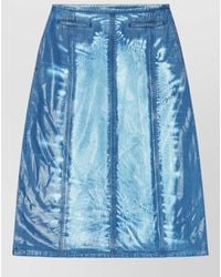 DIESEL - High Waist Midi Skirt Denim Texture - Lyst