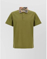 Burberry - Check Pattern Collar Polo Shirt - Lyst