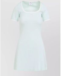 Courreges - Cotton Square Neck Short Sleeve Mini Dress - Lyst