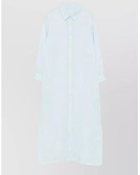 120% Lino - Long Linen Shirt Dress Cuffed Sleeves - Lyst