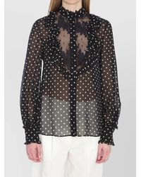 Valentino Garavani - Silk Polka-Dot Ruffled Blouse - Lyst