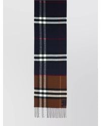 Burberry - Cashmere Scarf With Checked Pattern And Fringed Edges - Lyst