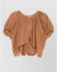 120% Lino - Cropped Linen Blouse Puff Sleeves - Lyst