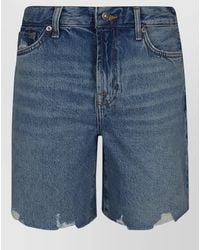7 For All Mankind - Denim Mid-Rise Straight-Leg Knee-Length Shorts - Lyst