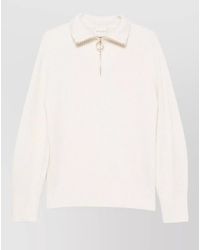 forte_forte - Cashmere Wool Ribbed High Neck Half Zip Sweatshirt - Lyst
