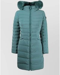Peuterey - Hooded Long Coat Fur Trim Quilted Pockets - Lyst