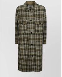Isabel Marant - Wool Coat With Checked Pattern And Pockets - Lyst