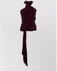 Stella McCartney - Halterneck Velvet Top Draped Detailing - Lyst