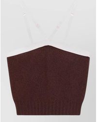 Prada - Top Adjustable Straps Contrast Trim Ribbed - Lyst