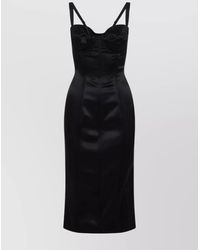 Dolce & Gabbana - Ankle-Length Fitted Silhouette Dress With Side Cut-Outs - Lyst