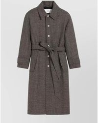 Ami Paris - Belted Wool And Cotton Blend Coat - Lyst