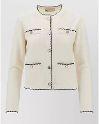 Tory Burch - Kendra Cardigan Scallop Trim Round Neck - Lyst